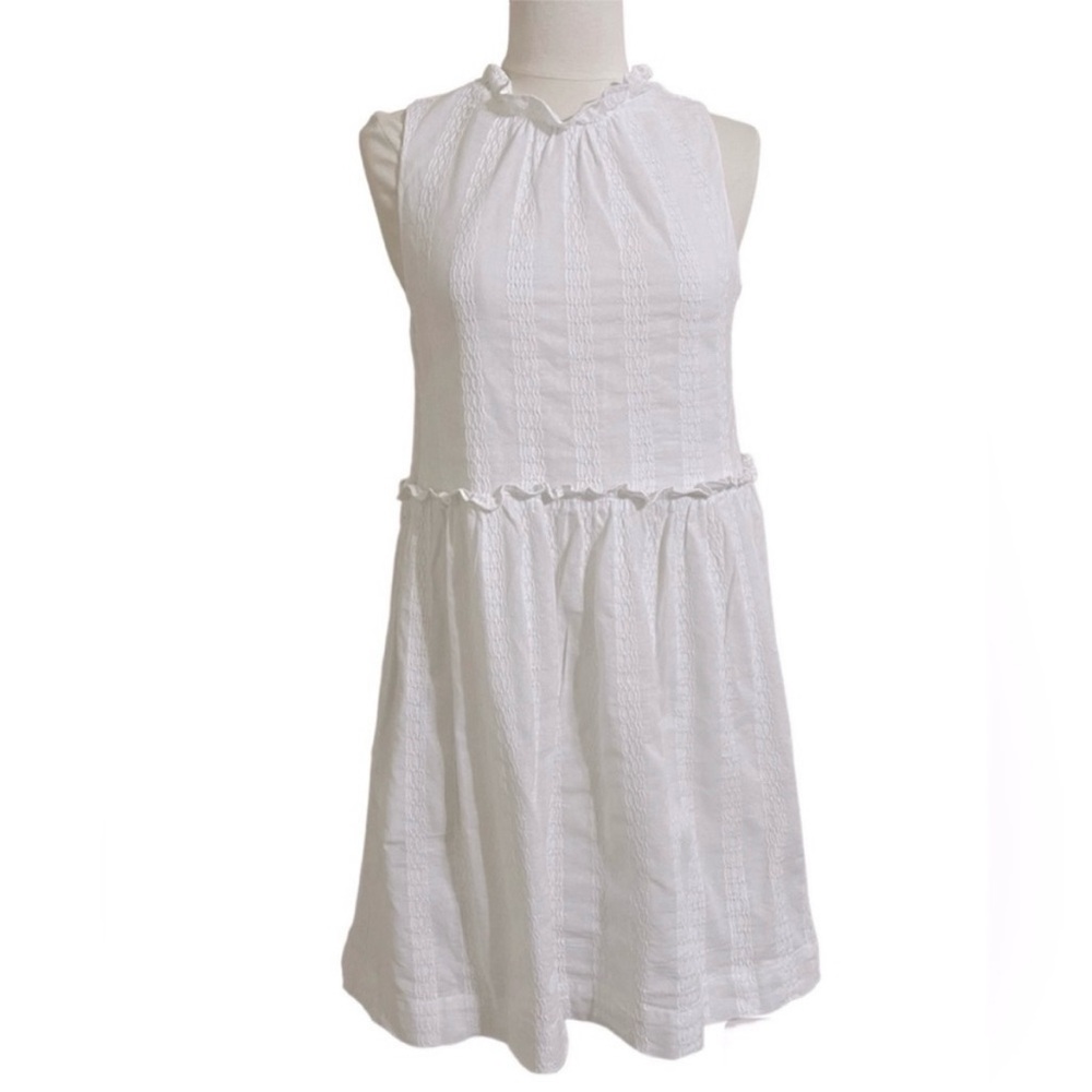 Sz XS Draper James RSVP White Sleeveless Ruffle-Yoke Cotton Spring Dress